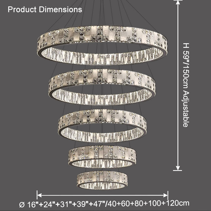 Aria Tiered Round Crystal Alabaster Chandelier