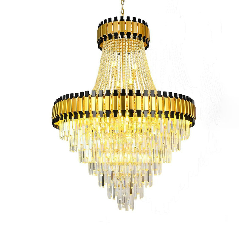 Aria Tiered Gold Crystal Chandelier