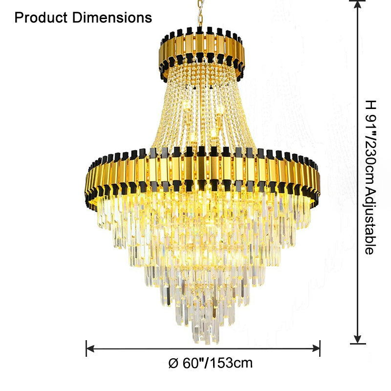 Aria Tiered Gold Crystal Chandelier