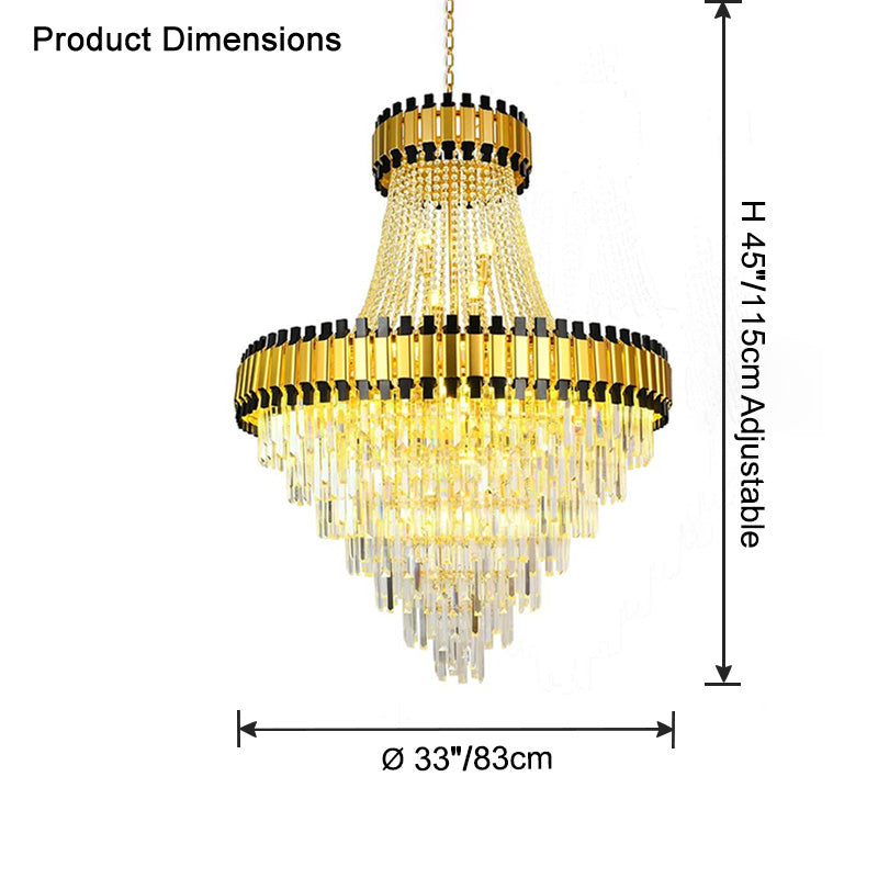 Aria Tiered Gold Crystal Chandelier