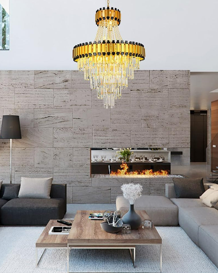Aria Tiered Gold Crystal Chandelier