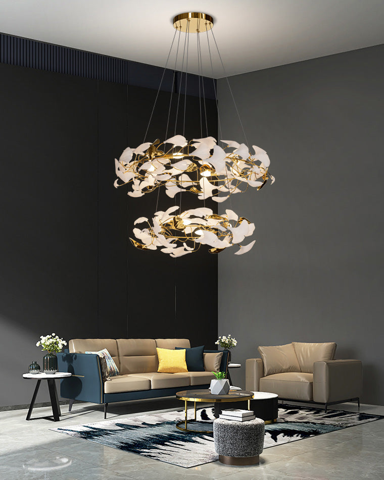 Aria Circular Tiered Gingko Chandelier