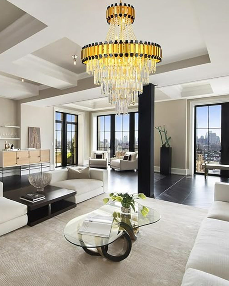 Aria Tiered Gold Crystal Chandelier