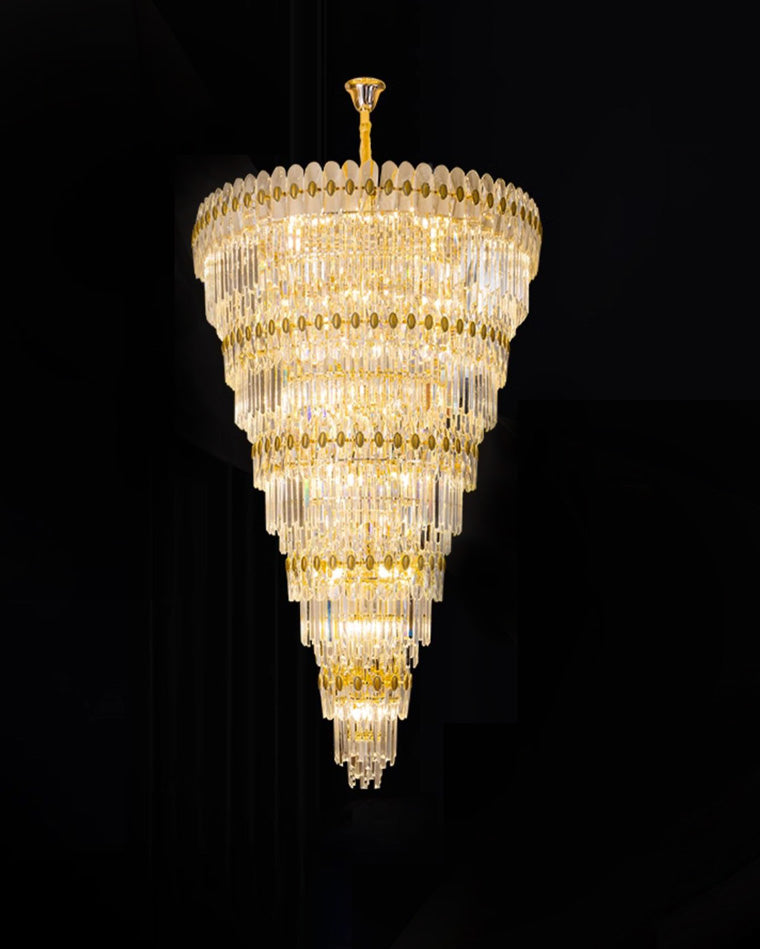 Aria Tiered Tapered Gold Crystal Chandelier