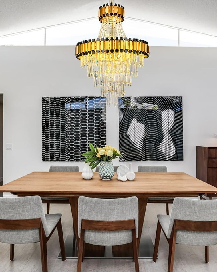 Aria Tiered Gold Crystal Chandelier