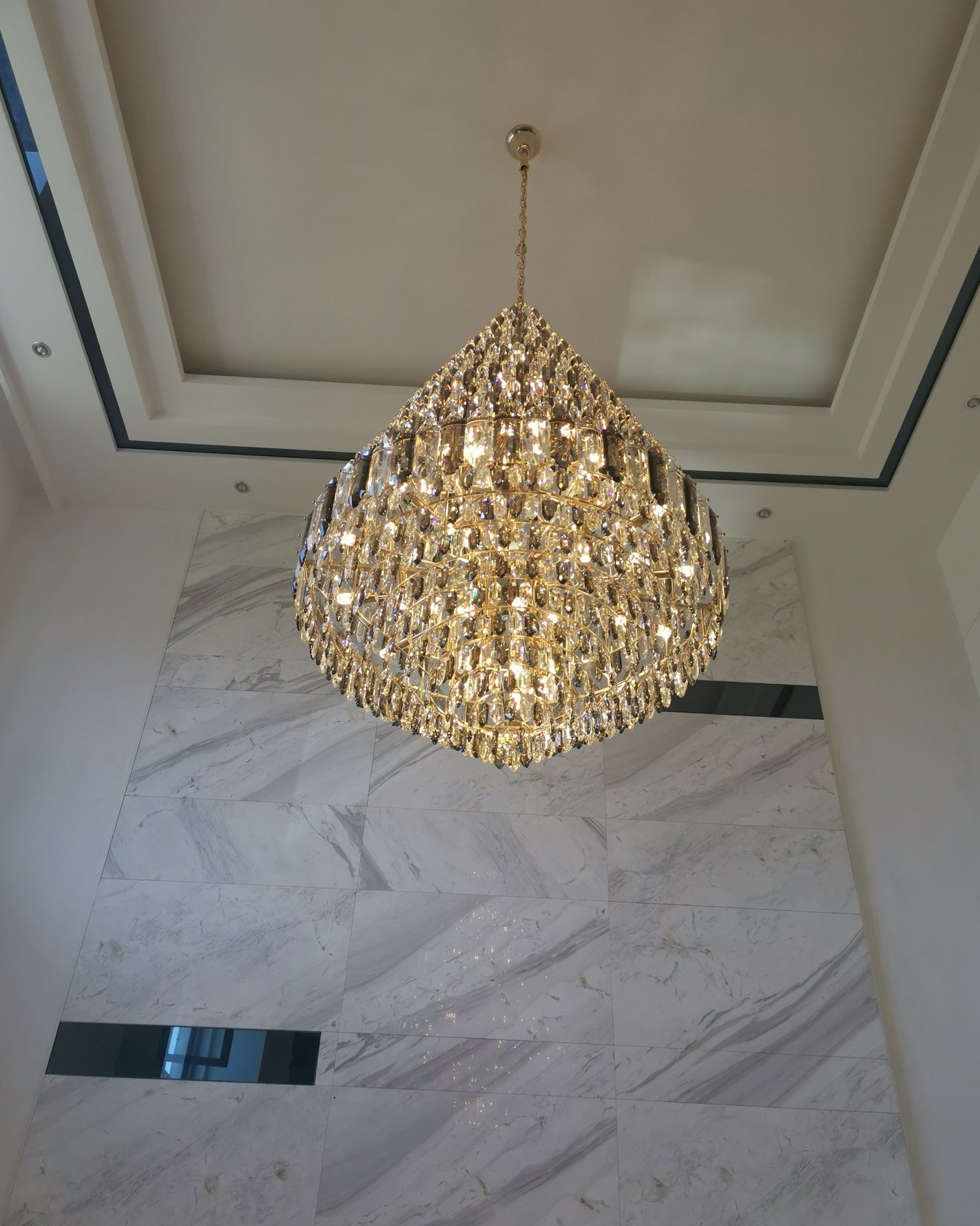 Aria Tiered taper Crystal Foyer Chandelier