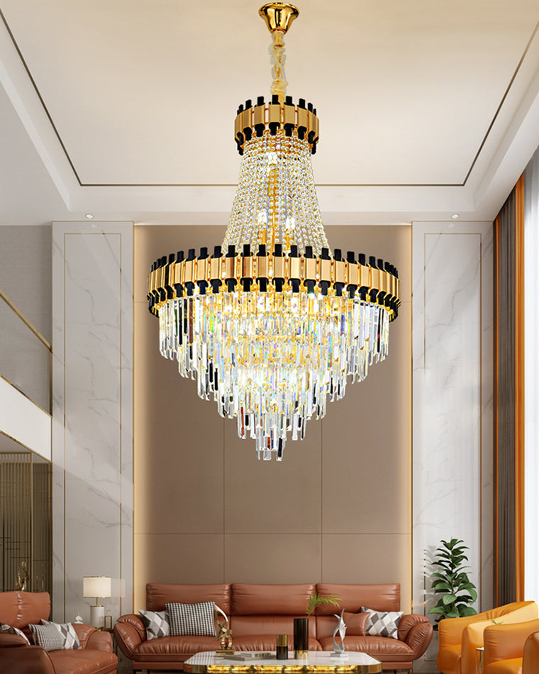 Aria Tiered Gold Crystal Chandelier