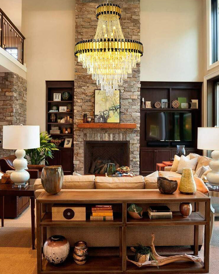 Aria Tiered Gold Crystal Chandelier