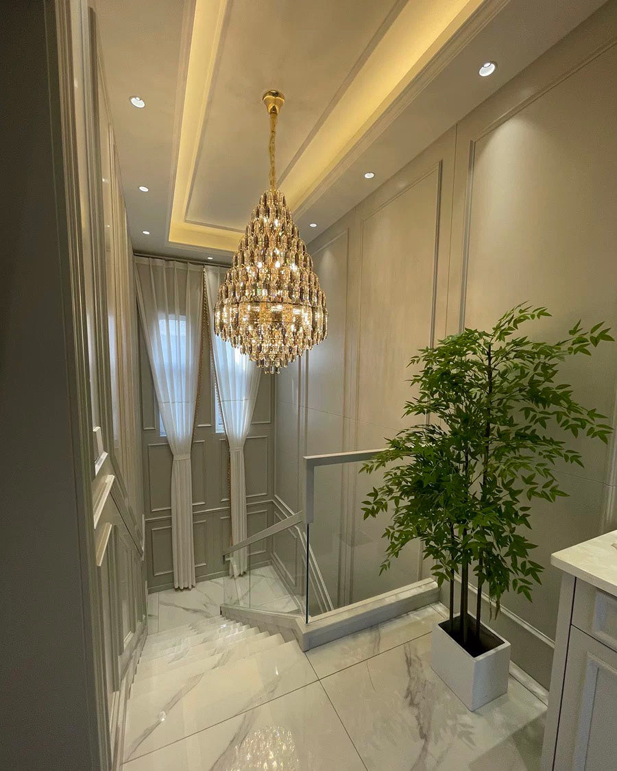 Aria Tiered taper Crystal Foyer Chandelier