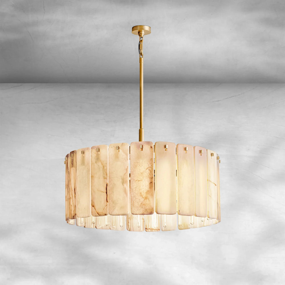 Calame Alabaster Round Chandelier 36" - Arialamps