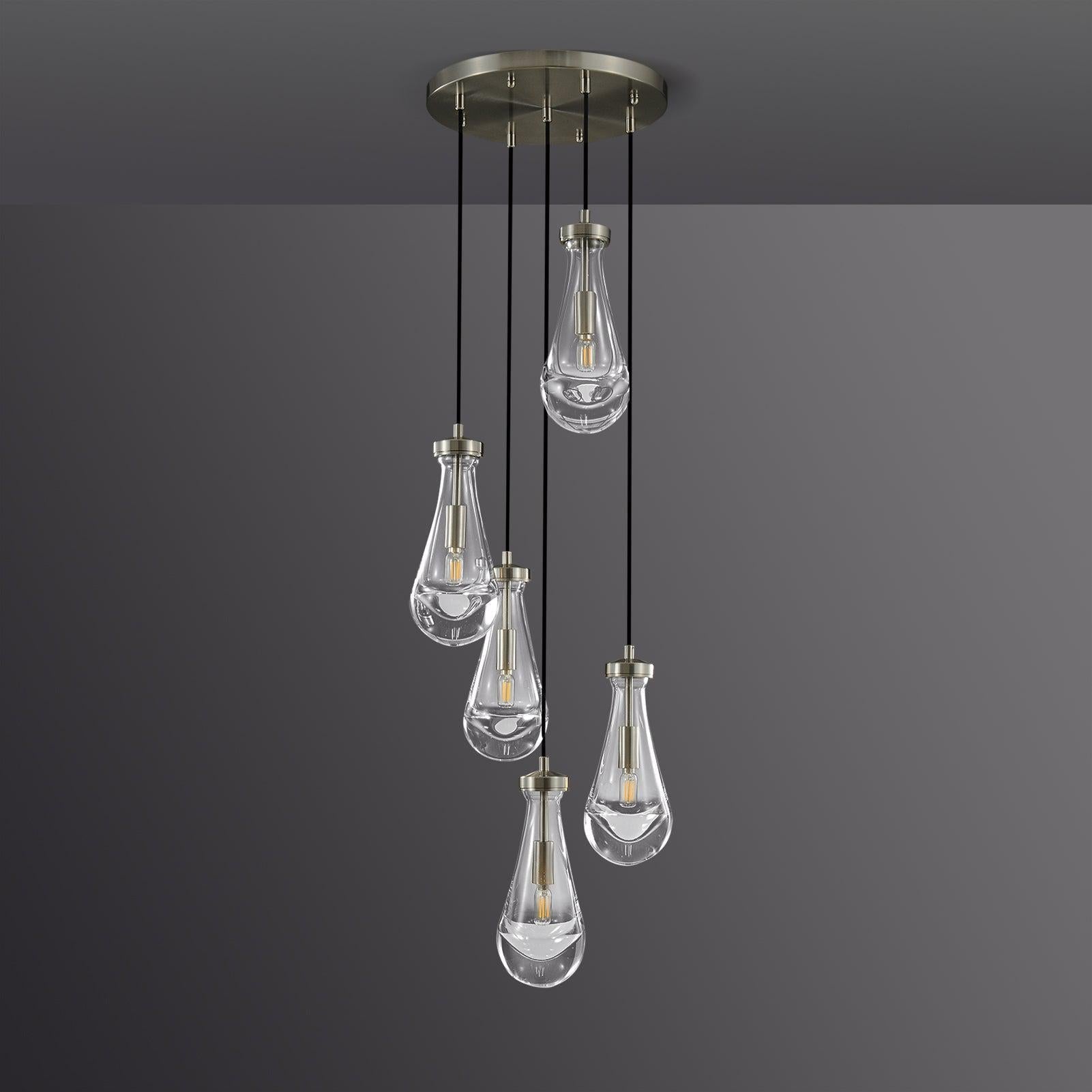 Raindrop Round Chandelier 5 Lights 14"D