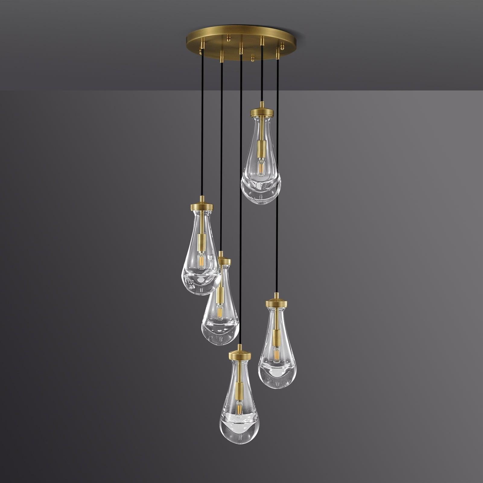 Raindrop Round Chandelier 5 Lights 14"D