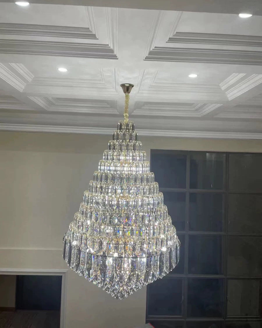 Aria Tiered taper Crystal Foyer Chandelier