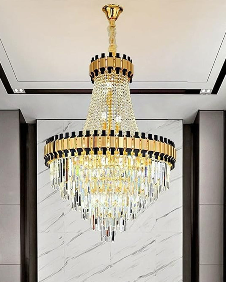 Aria Tiered Gold Crystal Chandelier