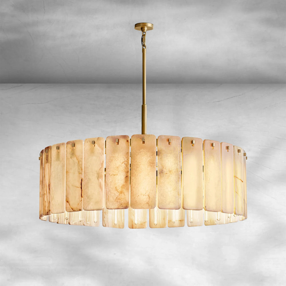 Calame Alabaster Round Chandelier 48" - Arialamps