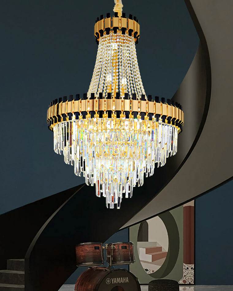 Aria Tiered Gold Crystal Chandelier
