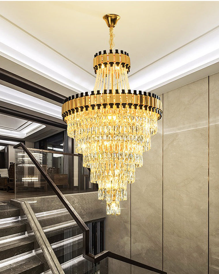 Aria Tiered Gold Crystal Chandelier