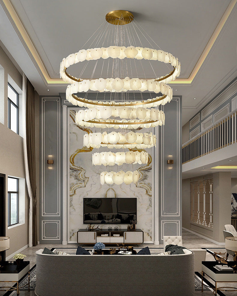 Aria Tiered Circular Alabaster Chandelier