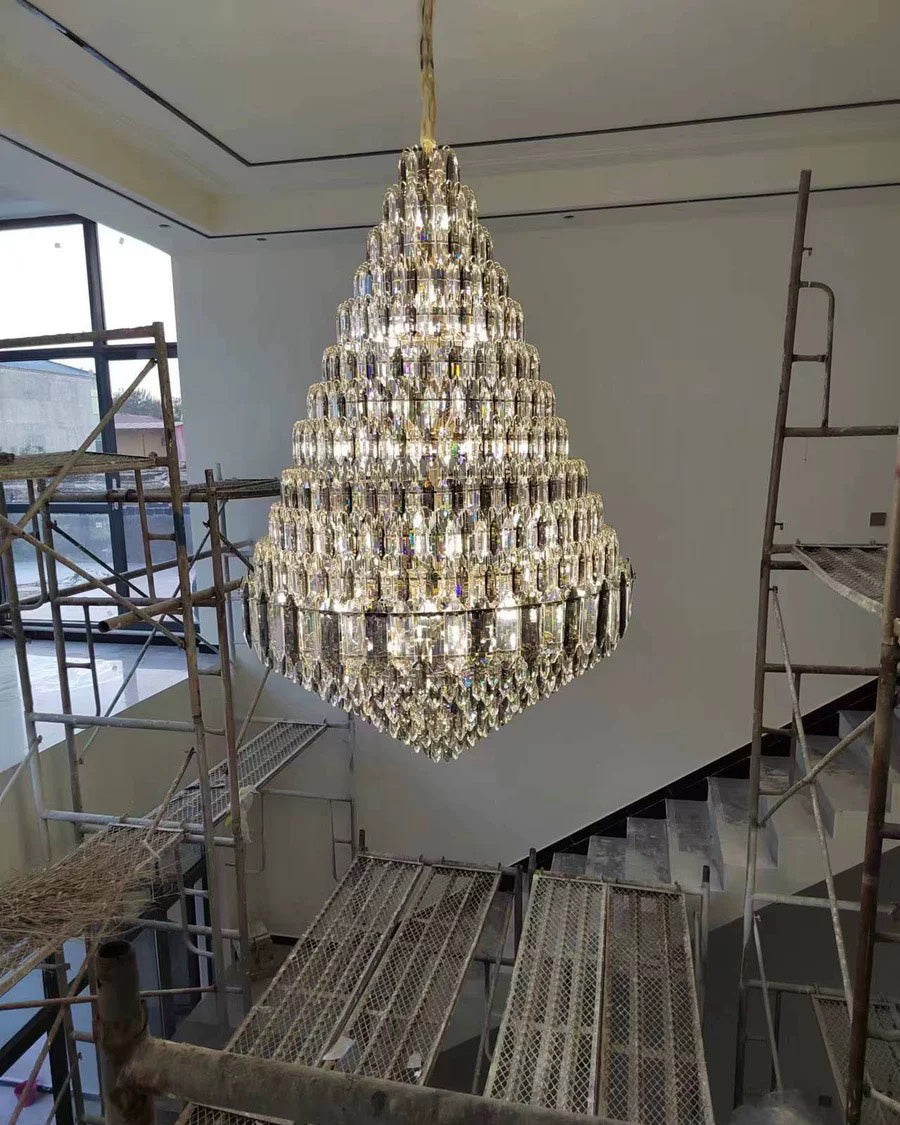 Aria Tiered taper Crystal Foyer Chandelier