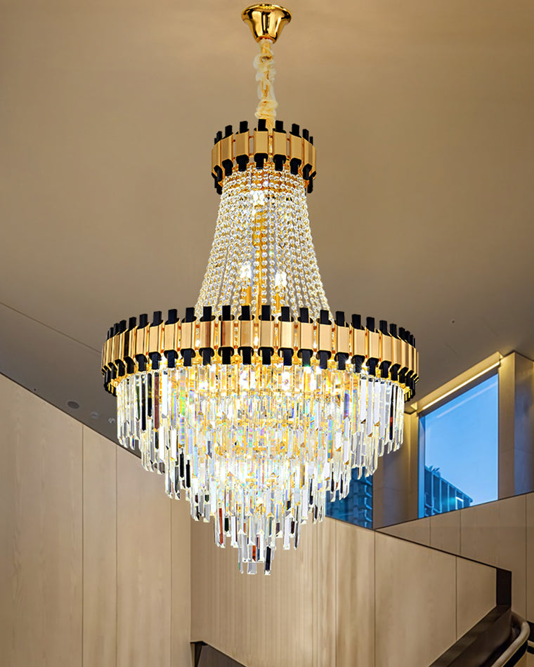 Aria Tiered Gold Crystal Chandelier