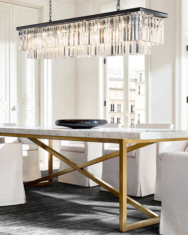 1920s Odaon Art Deco Rectangular Chandelier 40"