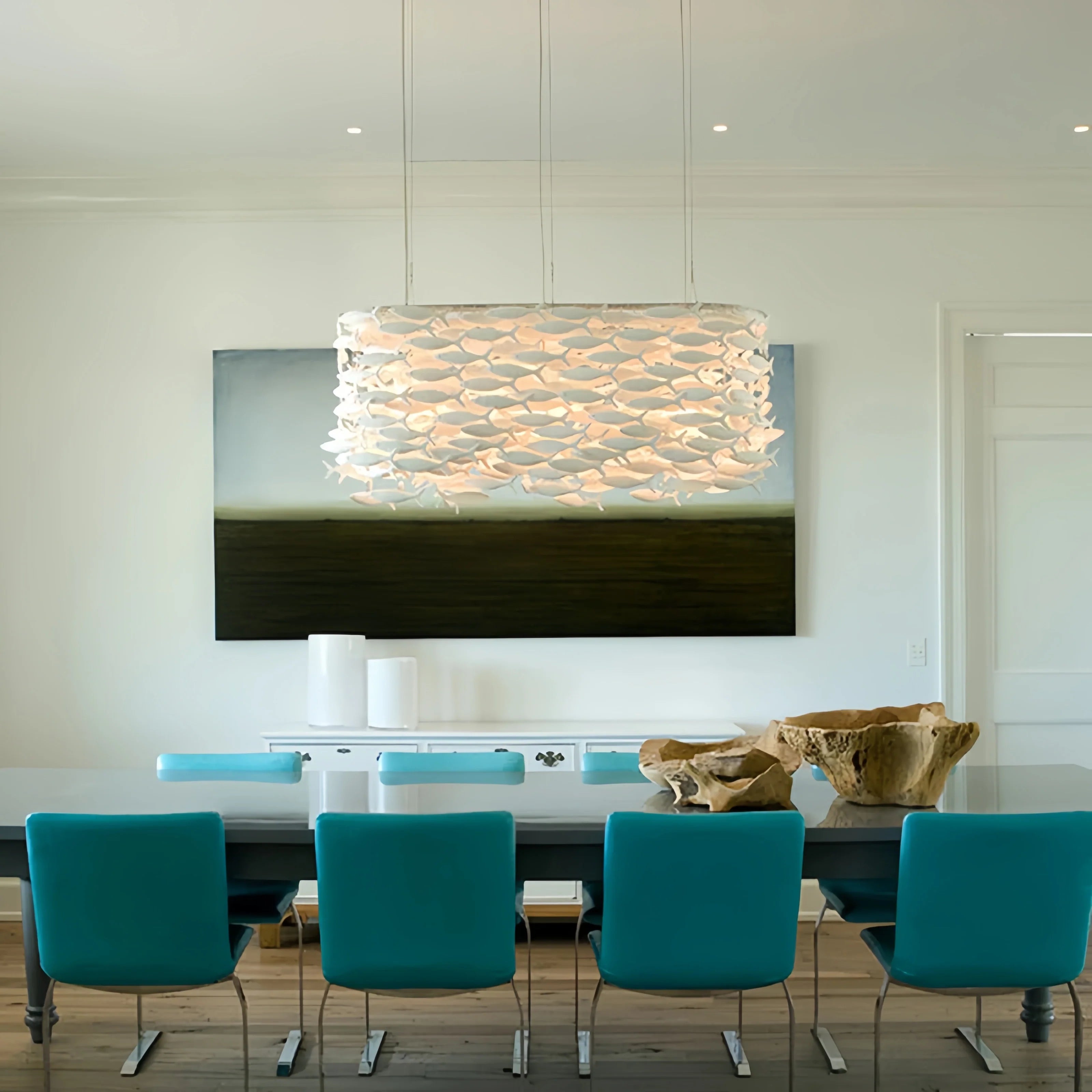 Artistic Porcelain Fish Chandelier – Unique Dining Room Lighting Fixture