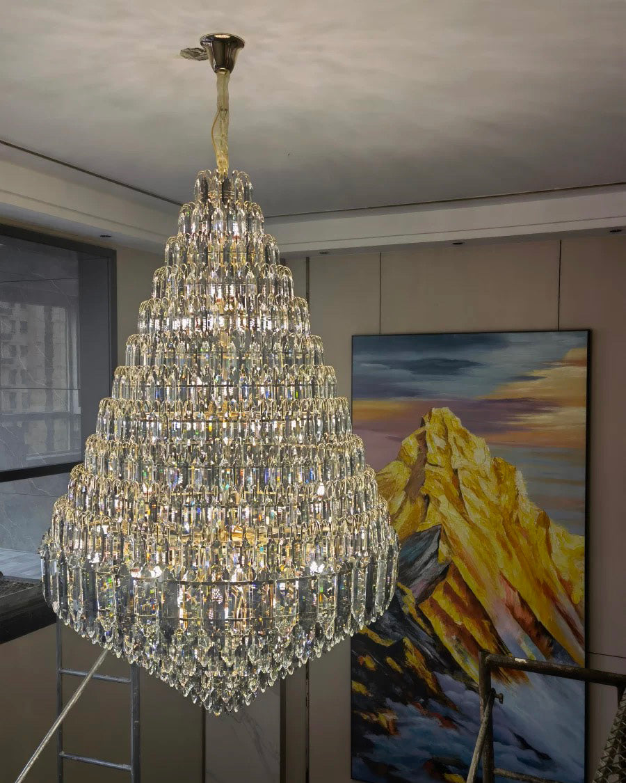 Aria Tiered taper Crystal Foyer Chandelier