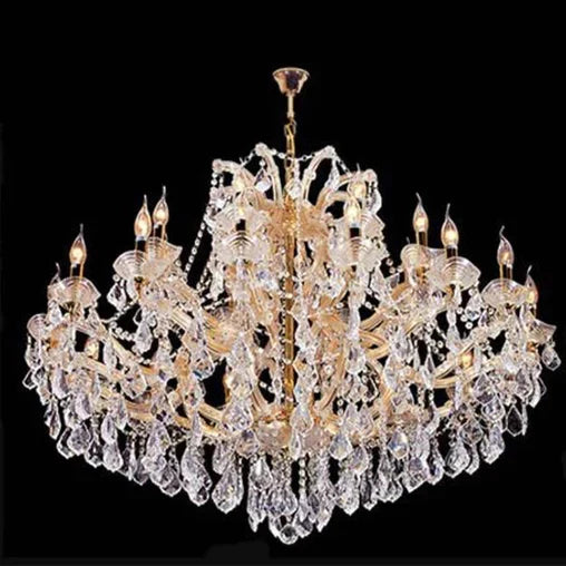 Luxury 25-Light Candle Crystal Chandelier in Gold/Chrome Finish