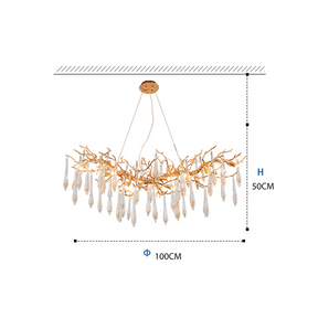 Aria Myers Crystal Branch Chandelier Light Brass