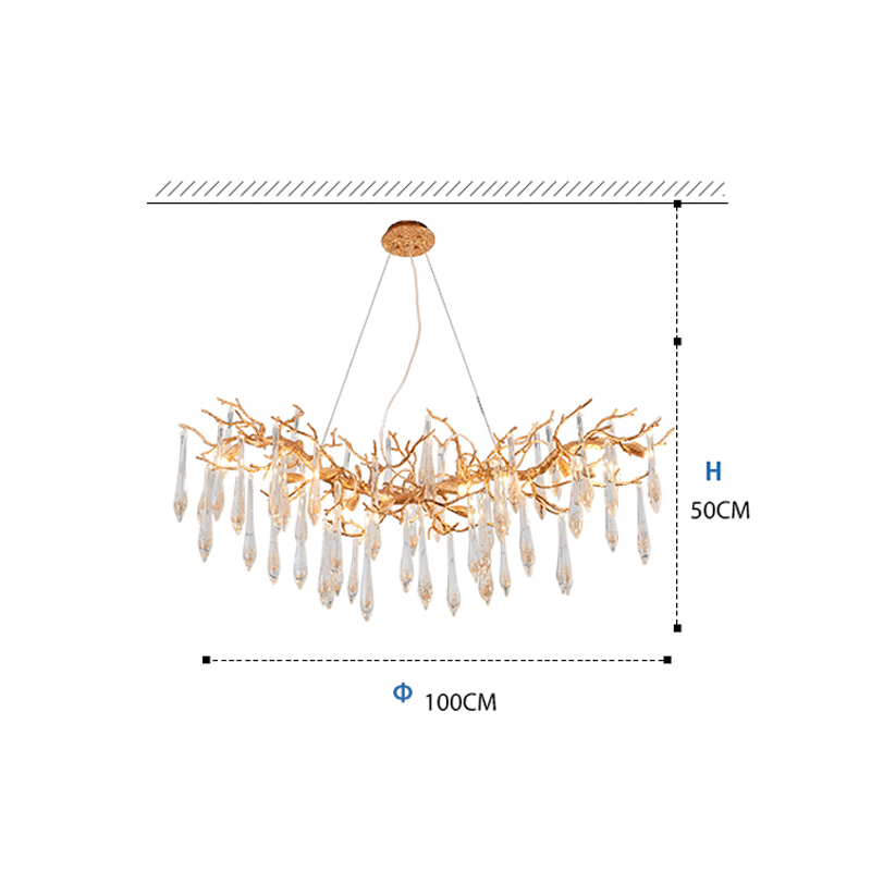 Aria Myers Crystal Branch Chandelier Light Brass