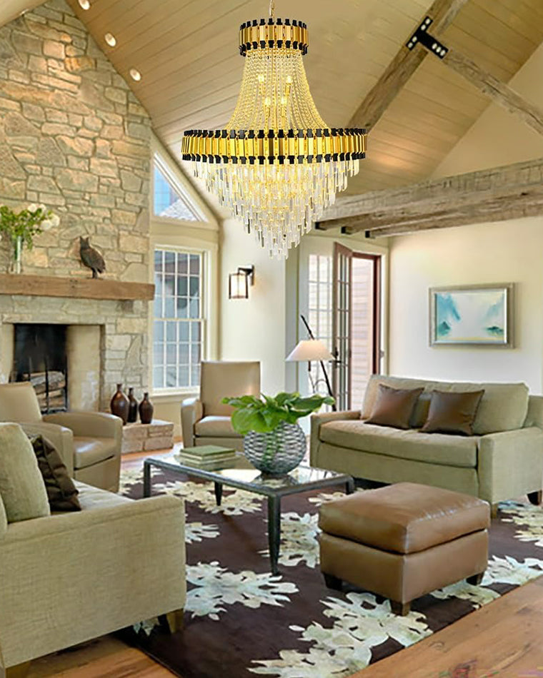 Aria Tiered Gold Crystal Chandelier