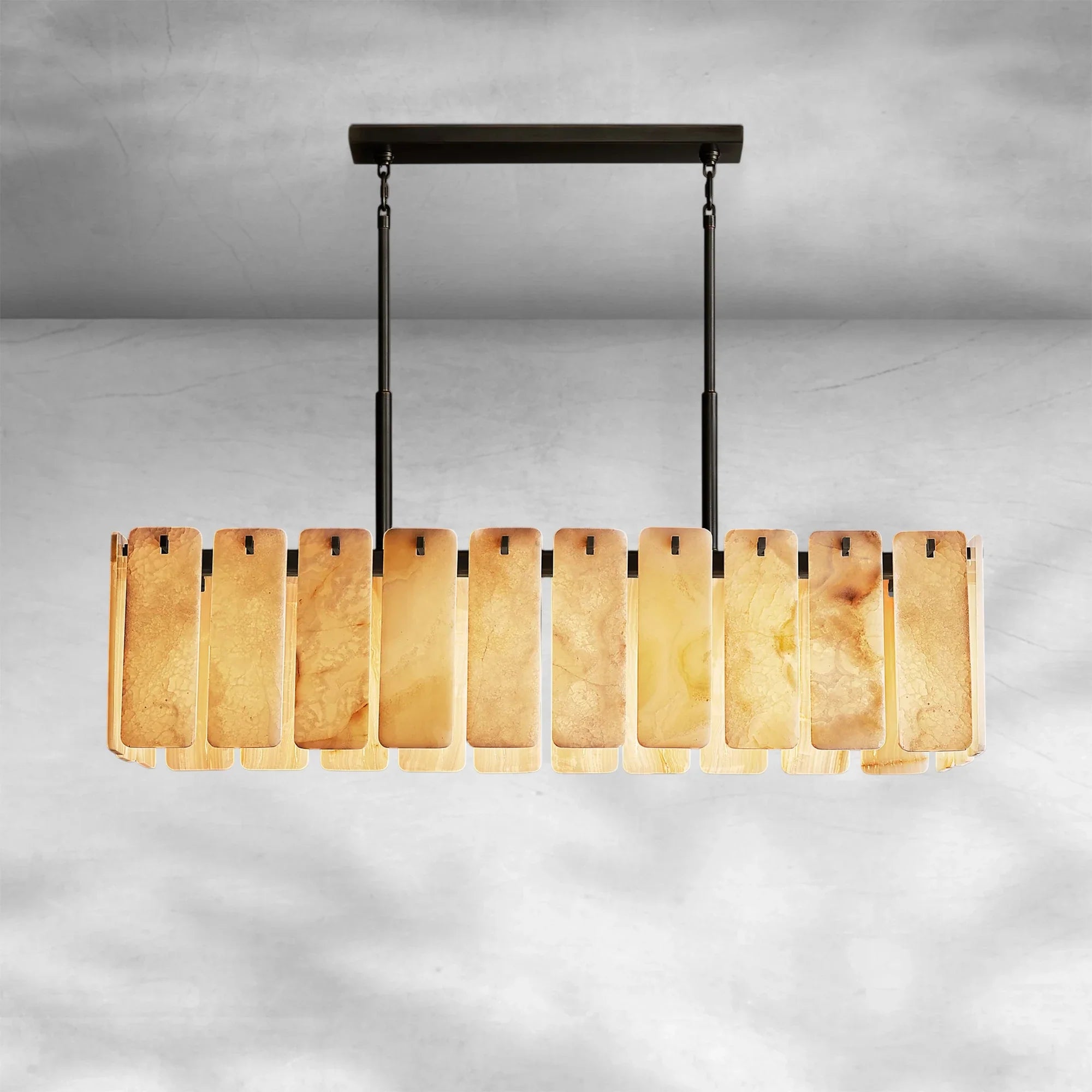 Calame Alabaster Rectangular Chandelier 60"