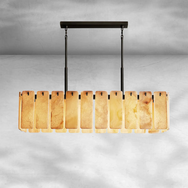 Calame Alabaster Rectangular Chandelier 60" - Arialamps