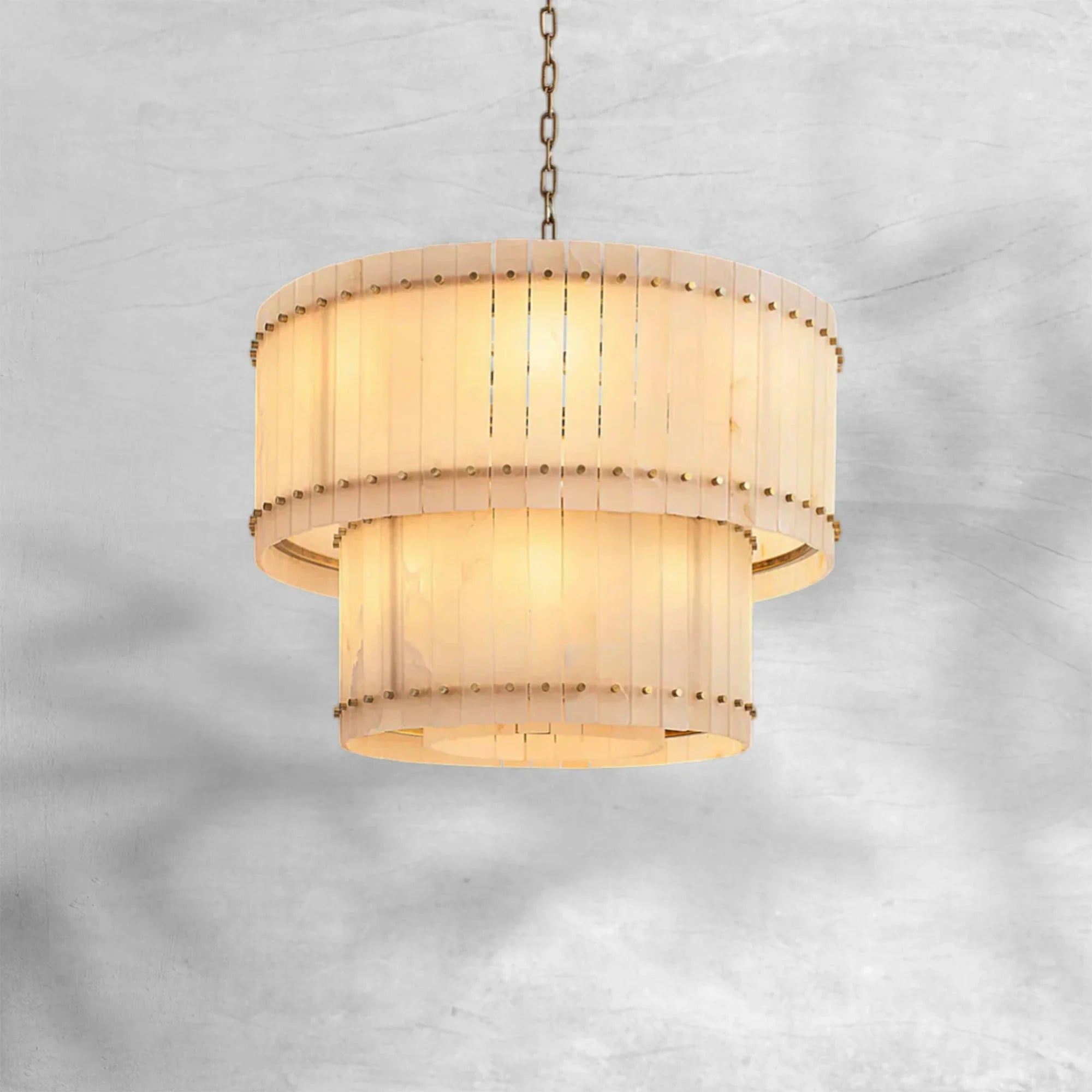 Sun Marcus Alabaster Round Tiered Chandelier