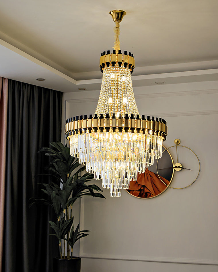 Aria Tiered Gold Crystal Chandelier