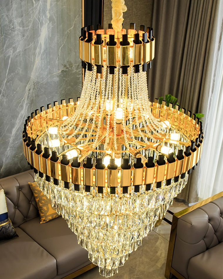 Aria Tiered Gold Crystal Chandelier