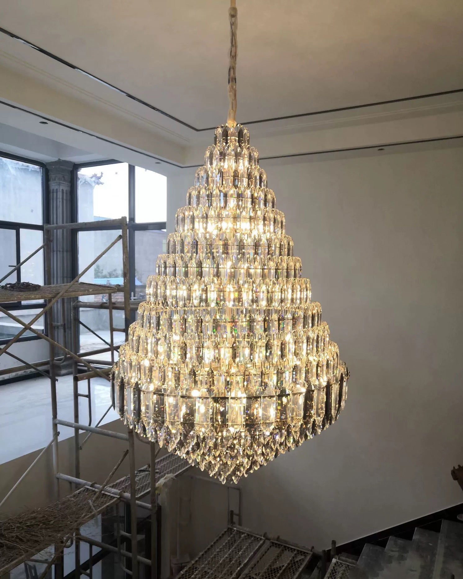 Aria Tiered taper Crystal Foyer Chandelier