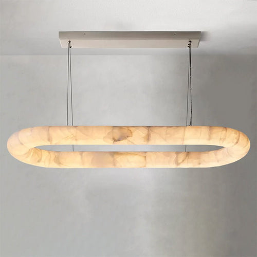 Rivaga Lisse Alabaster Oval Chandelier 57" 74" - Arialamps
