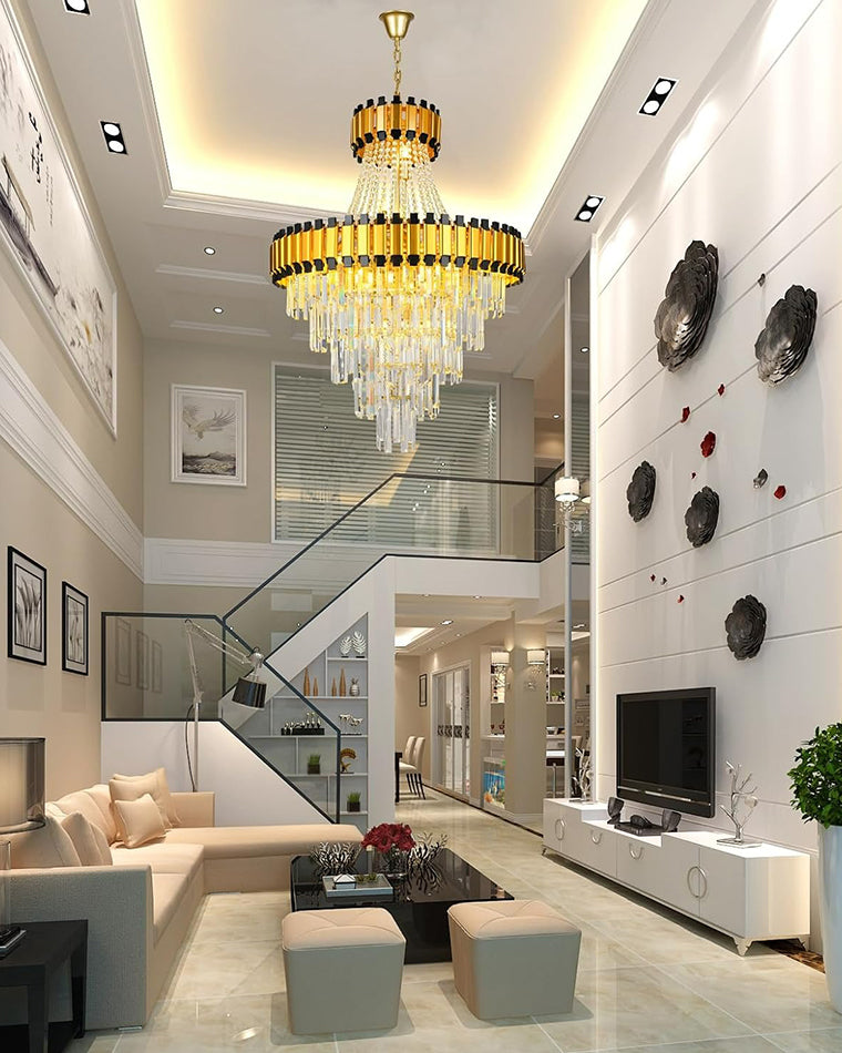 Aria Tiered Gold Crystal Chandelier