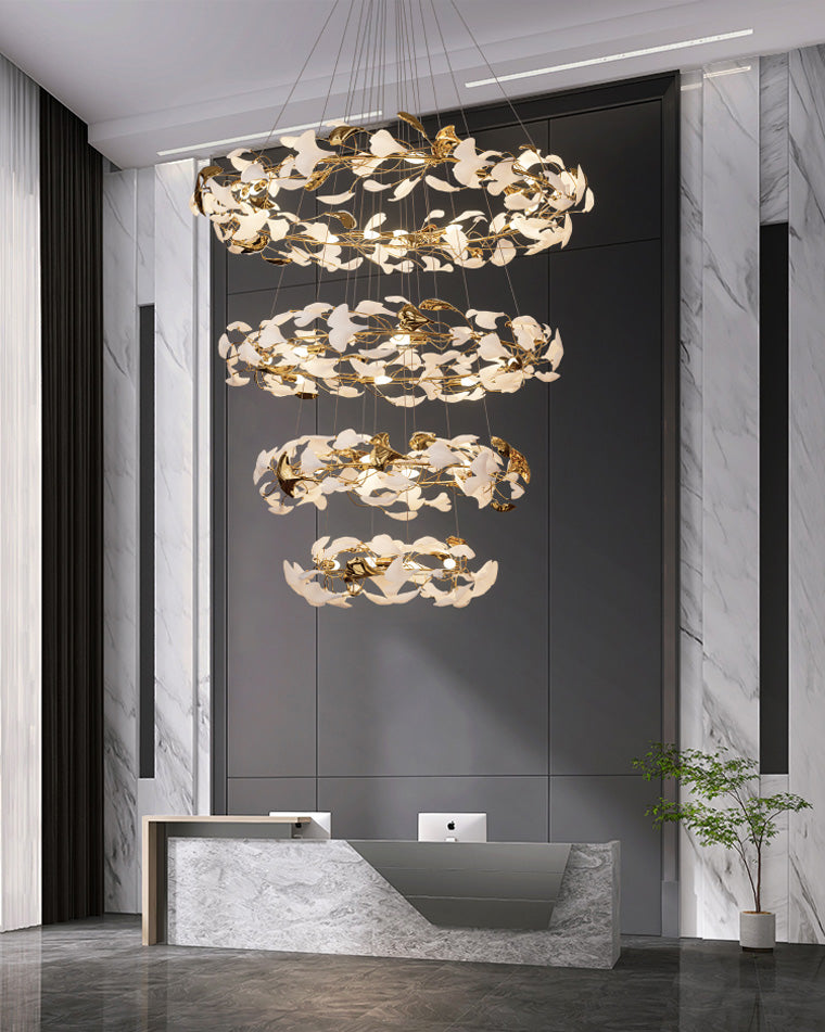 Aria Circular Tiered Gingko Chandelier