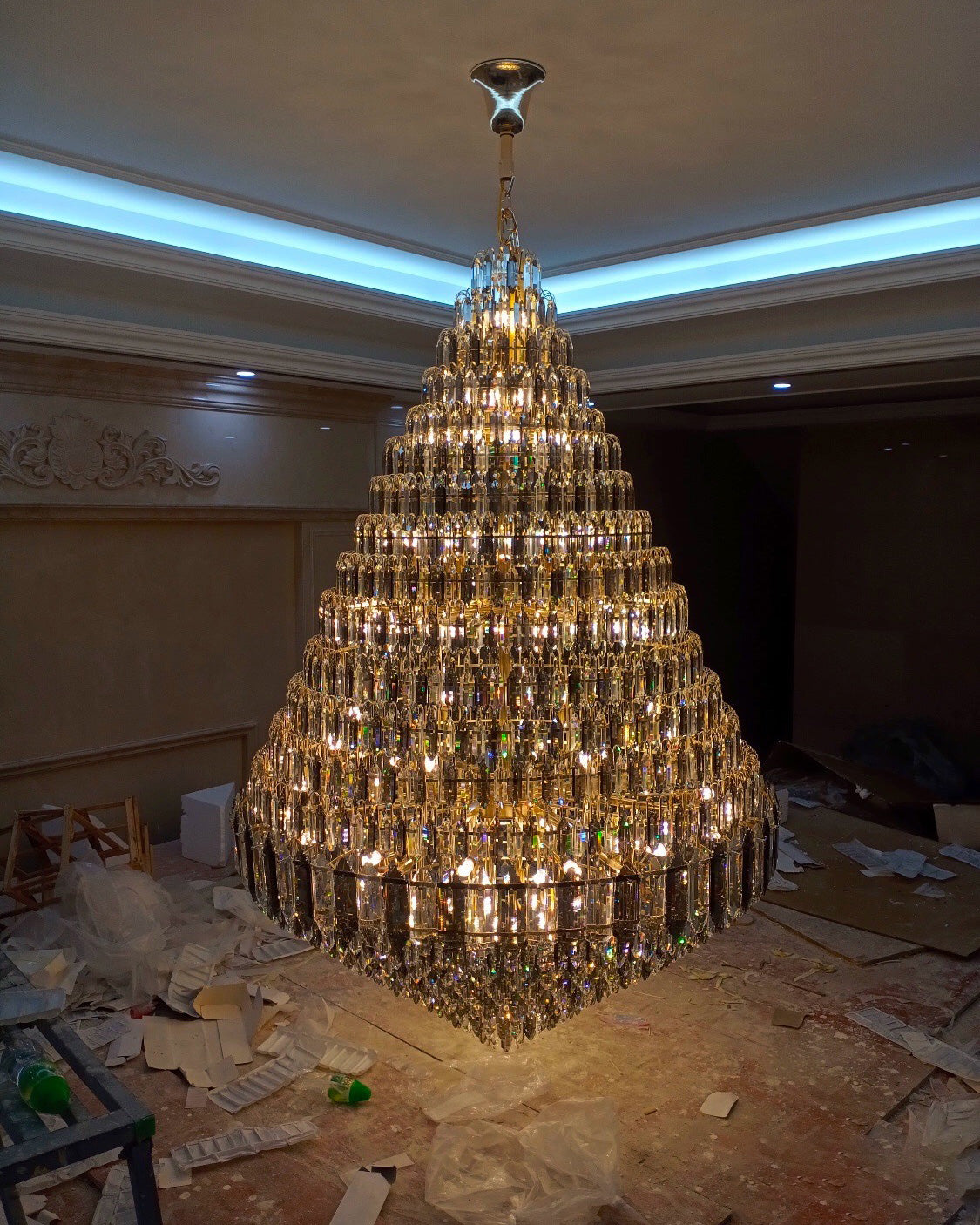 Aria Tiered taper Crystal Foyer Chandelier