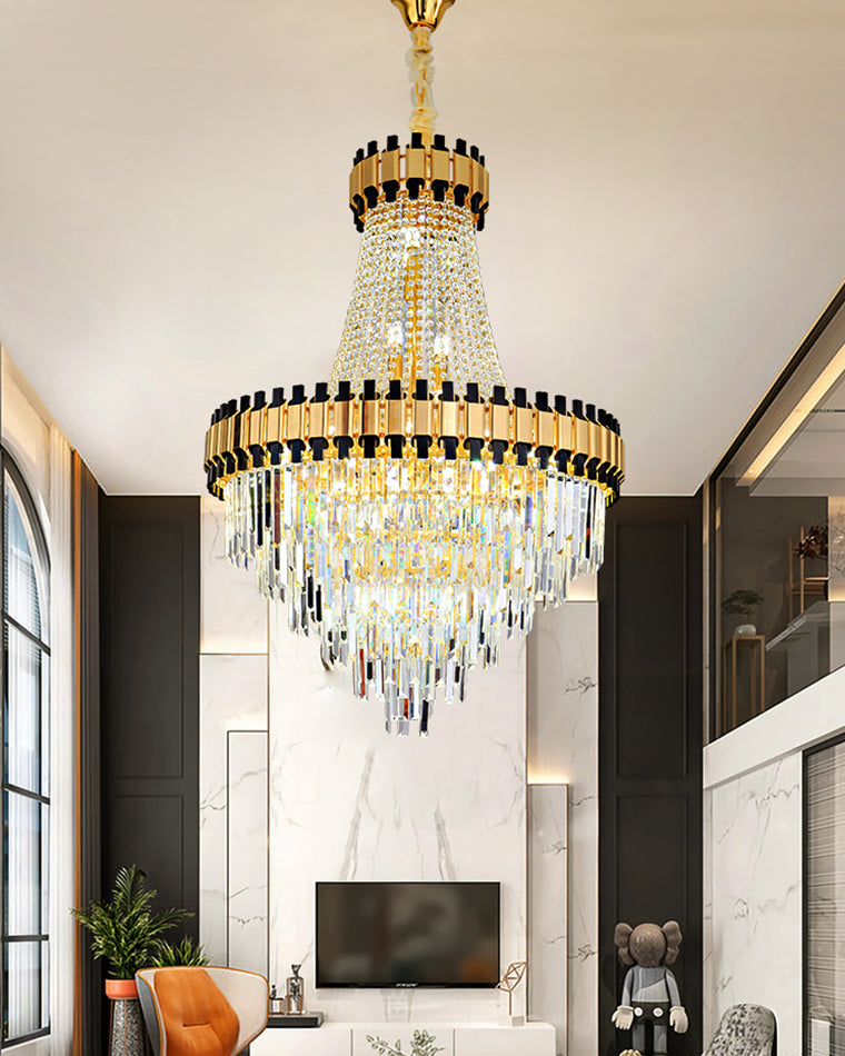 Aria Tiered Gold Crystal Chandelier
