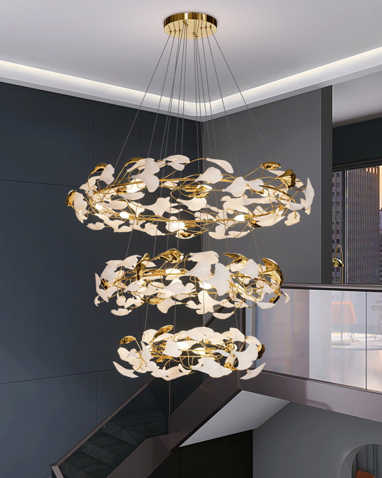 Aria Circular Tiered Gingko Chandelier