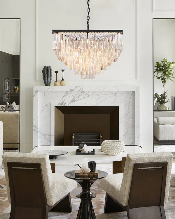 1920s Odaon Art Deco Square Chandelier 34"