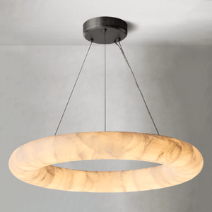 Rivaga Lisse Alabaster Round Chandelier 31" 41" 61"D - Arialamps