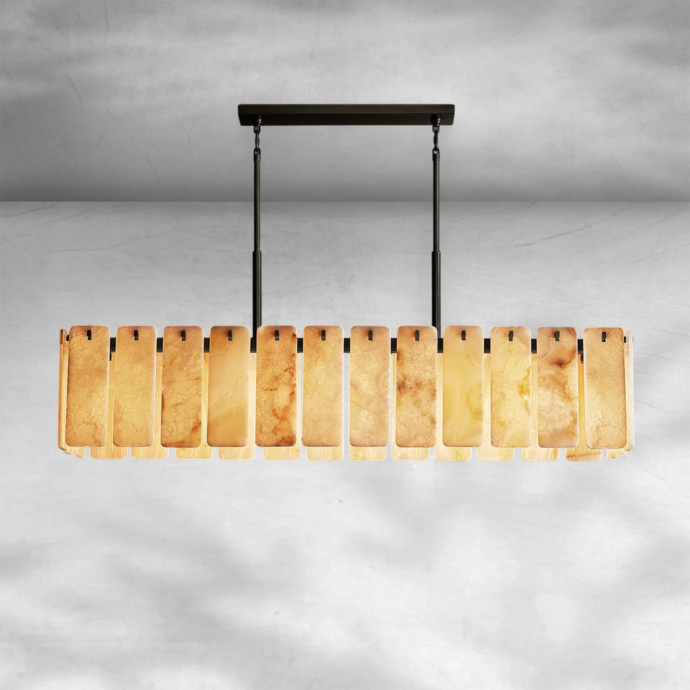 Calame Alabaster Rectangular Chandelier 72" - Arialamps