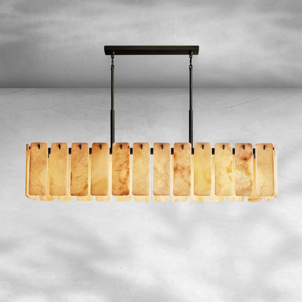Calame Alabaster Rectangular Chandelier 72" - Arialamps