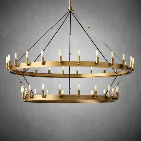 Dania Vintage Candelabra Two-Tier Round Chandelier