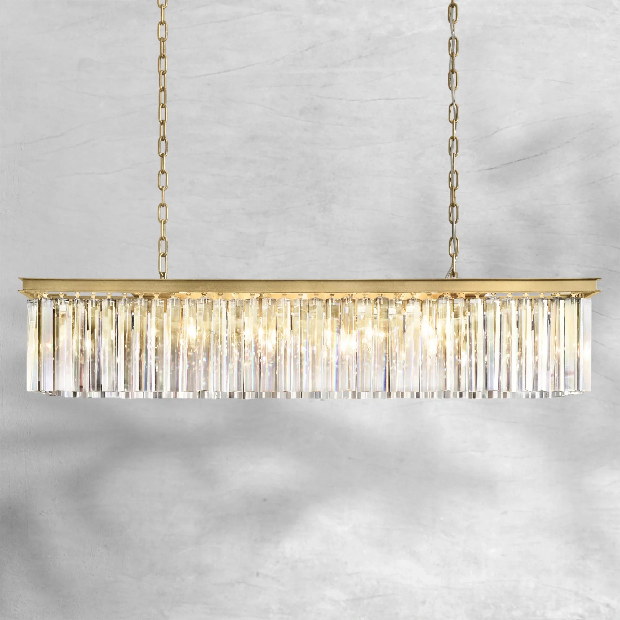 Rhysol Rectangular Crystal Chandelier 49"