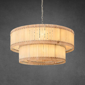 Lux Alabaster Round Tiered Chandelier 60″